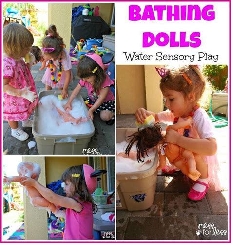 Soaps might cause skin irritation, or the child might have a fear of soap entering his eyes and creating a burning sensation. Bathing Dolls - Water Sensory Play | Summer activities for ...