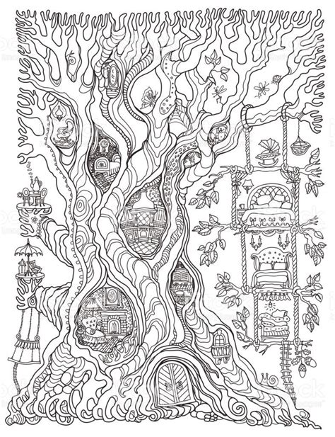 What is it like to have a tiny treehouse, siting between your books.take a closer look and imagine to be resting in a hideaway perched amidst tree branches, waking up to the twittering of birds and walking into the lush. Pin by Connie coloring pages on coloring tree, leaf ...