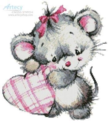 The reason for this is that the backstitches are used for outlines and details that are stitched after your. Mouse with Heart Cross Stitch Pattern animals