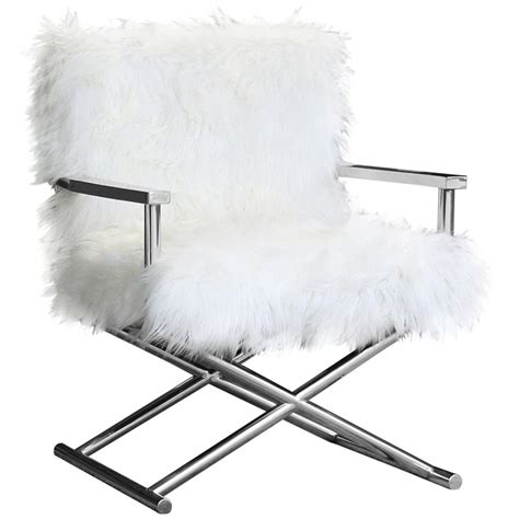 It will immediately become the focal point and a conversation piece in any room you decide to enjoy it. Armen Living Calgary Faux Fur Accent Chair in White and ...