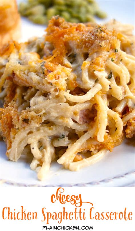 This easy chicken parmesan is a popular recipe and one bite will show you why. Cheesy Chicken Spaghetti Casserole | Plain Chicken ...