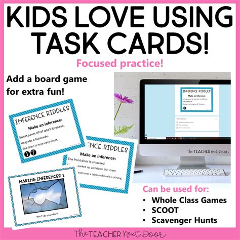 The cards provide guided support to help students learn to read between the lines effectively and make inferences. Making Inferences Task Cards Literature Print and Digital ...