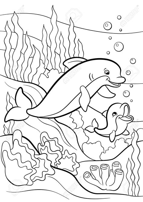 Landscape of a lake and two clouds. Aquatic Coloring Pages at GetColorings.com | Free ...