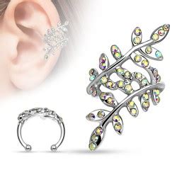 Best sellers in men's faux body piercing jewelry. Faux Piercing oreille 31 - Feuille strass auroras