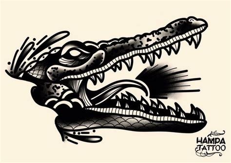 Your tattoo design can incorporate any number elements. Crocodile - Hampa Tattoo in 2020 | Traditional black ...