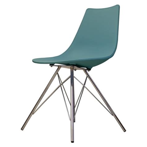 Coavas dining chairs set of 4, kitchen chairs with fabric cushion seat back, modern mid century living room side chairs with sturdy metal legs for kitchen dining room,green. Iconic Teal Plastic Dining Chair & Chrome Metal Legs at ...