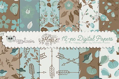 Pattern flower floral background mandala flowers design decorative decoration texture. Flower Digital Papers and Seamless Pattern Designs - Flora ...