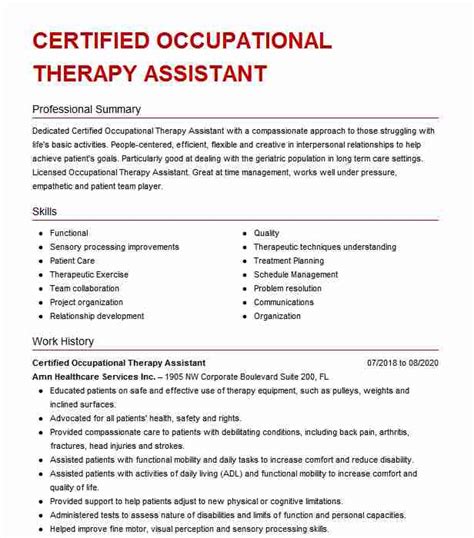 2 folate is a natural type of vitamin b9. Certified Occupational Therapy Assistant (COTA) Resume ...