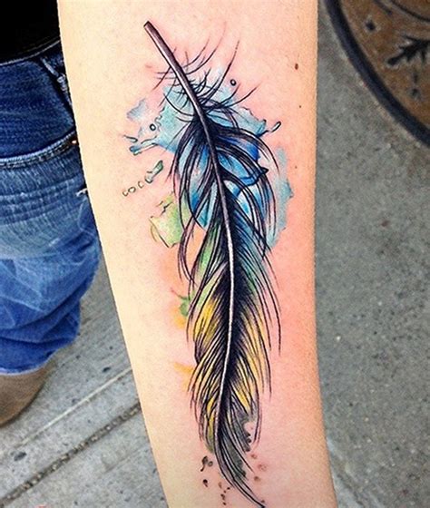 Everyone can watch on my channel. Watercolor Feather Into Bird Tattoos On Arm » Tattoo Ideas