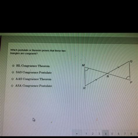 Now to complete the proof, we must show that there is at most one point $c$ on the above ray such that. PLEASE HELP ME Which postulate or theorem proves that these two triangles are congruent ...