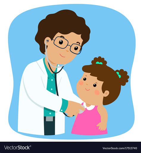 However, due to lack of time, a lot of people do not pay. Xalittle girl on medical check up with male Vector Image