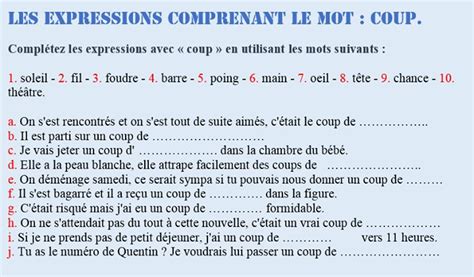 expressions comprenant le mot: COUP