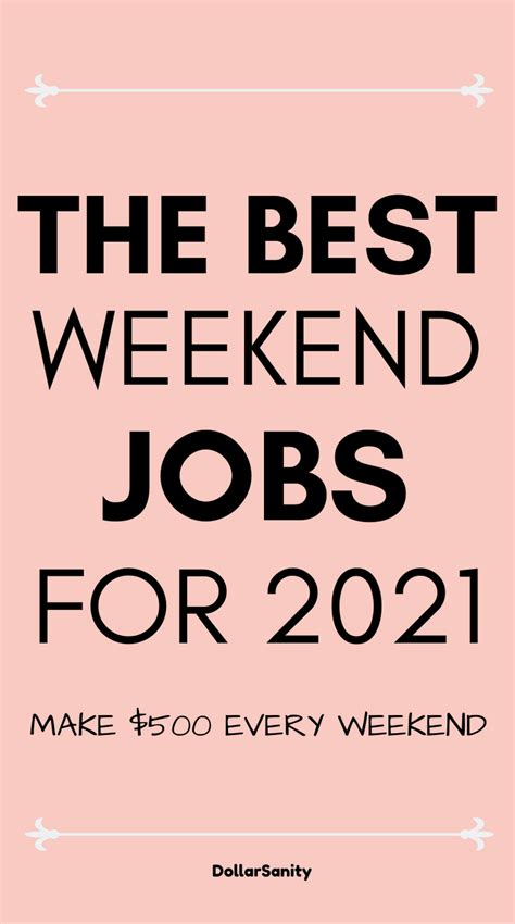 Weekend Jobs Ideas | Weekend jobs, Extra money, Flexible jobs