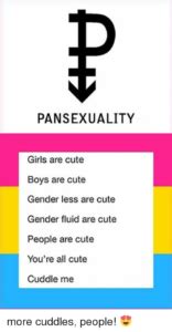 Pansexual people may be described as being gender blind showing that gender is not a factor in their attraction to a person. pansexual - Dictionary.com