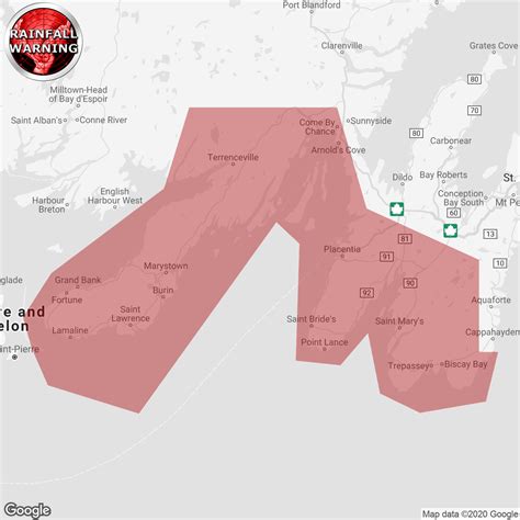 A rainfall warning is in effect for ottawa and parts of eastern ontario forecasting up to 50 mm of rain on christmas eve. Rainfall Warning Continued