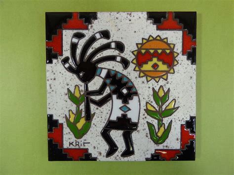 Maybe you would like to learn more about one of these? Details about Art Tile Kokopelli Dancing Corn Husk Corn ...