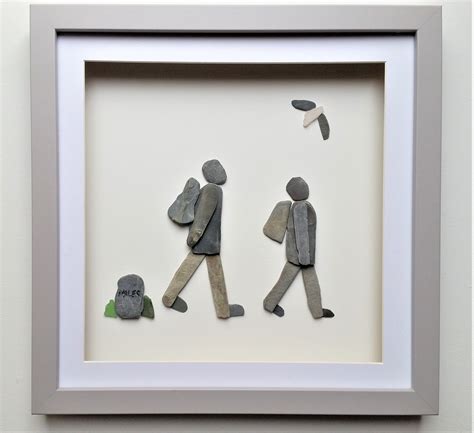 Pebble Art Couple, Walkers, Hikers. Unique Gift for Couples, Anniversary, Birthday Gift, Pebble ...