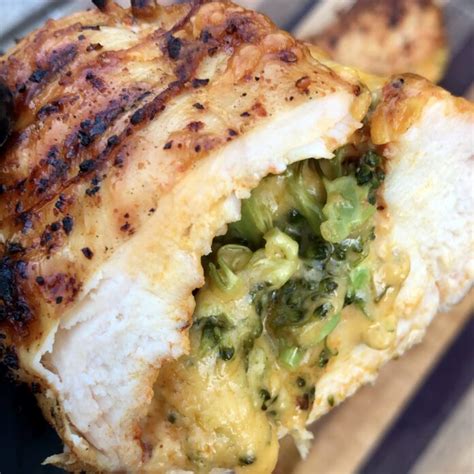 Slice each chicken breast lengthwise so that the breast folds open (be sure not to slice all the way through) spread the broccoli cheddar mixture on one side of the chicken and fold the other side over, secure with a toothpick. Broccoli and cheddar stuffed chicken breast recipe ...