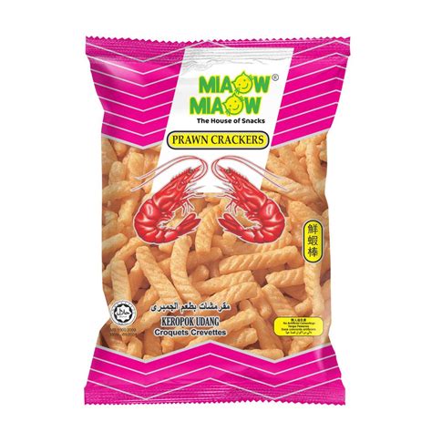 (plus 9630 other snacks) by the snack tasters at taquitos.net. Miaow Miaow - Prawn Crackers