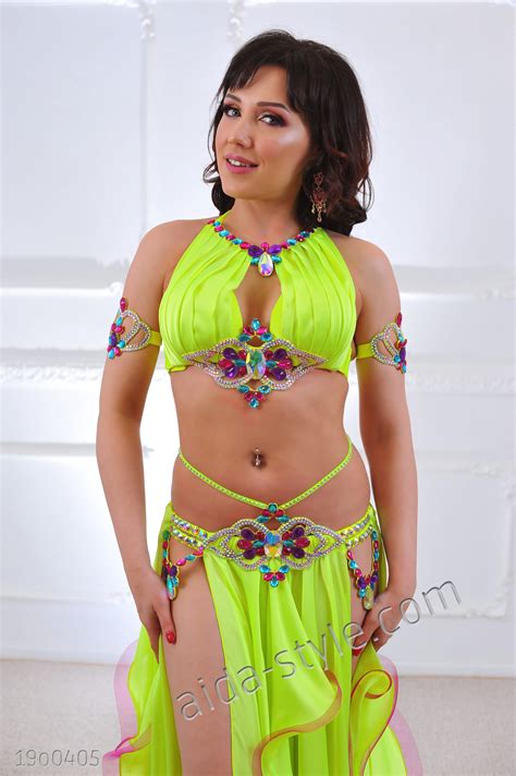 Belly dancing oriental chain colorful rhinestone dancing costume waist women new. Neon Yellow Belly Dance Costume With Original Top | Aida Style