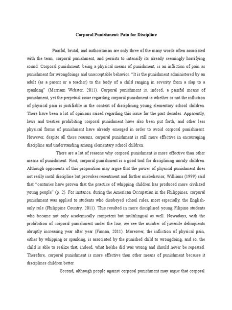 Argumentative essays are an inevitable part of academic life. Argumentative Essay-Final Draft | Corporal Punishment In ...