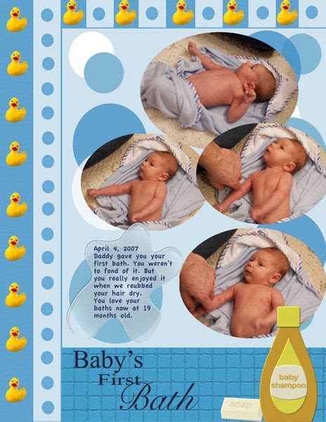 A simple guideline when scrapbooking your baby pages. baby scrapbook layouts | Baby's First Bath - Digital ...