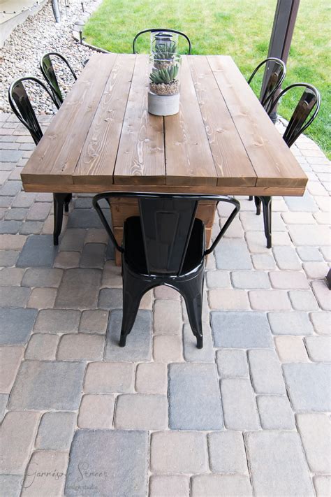 It can be easily modified to make longer or wider.; DIY Outdoor Dining Table - Garrison Street Design Studio ...