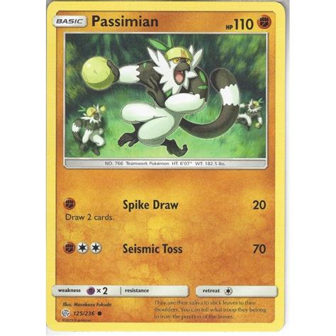 Pokemon trading cards cosmic eclipse. Pokemon Trading Card Game 125/236 Passimian | Common Card ...