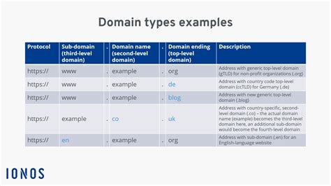 Types of domain | Examples of domain levels and endings - IONOS