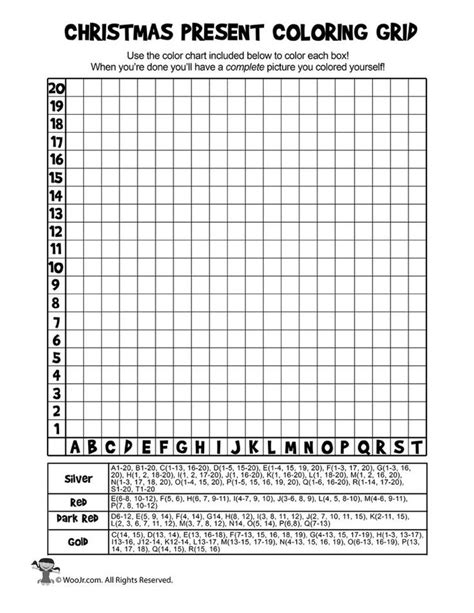 Practice numbers while you color with these kindergarten worksheets. Christmas Gift Coloring Grid Page | Woo! Jr. Kids ...