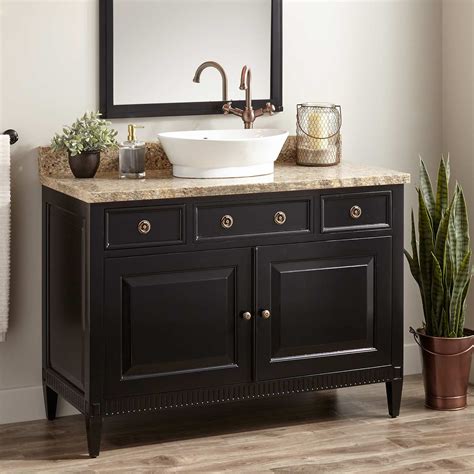 The p016 painted glass vessel sink is manufactured using fully tempered glass. 48" Hawkins Mahogany Vessel Sink Vanity - Black - Bathroom ...
