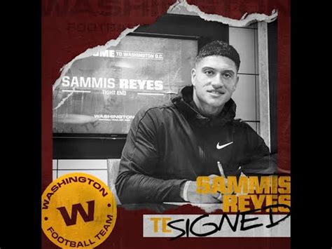 In ashburn for the first day of the washington football team's rookie minicamp. International TE Sammis Reyes signs with the Washington ...