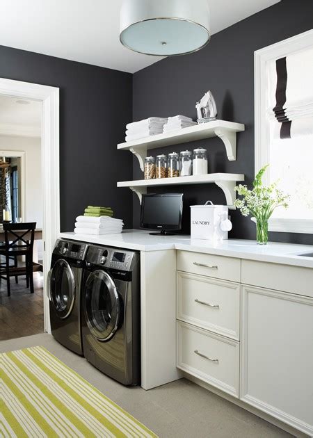 In choosing paint colors for your laundry room, you must agree on what themes will be made to decorate the laundry room. Laundry Shelves - Contemporary - laundry room - House & Home