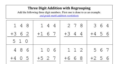 Two digit addition ( with regrouping). Addition worksheets - Three digit addition with regrouping ...