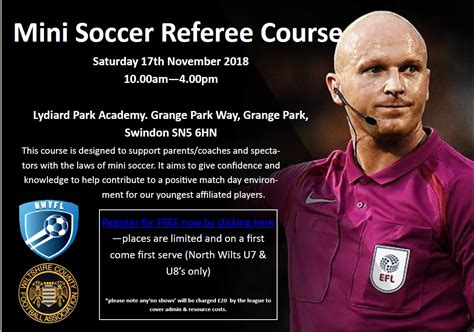 Become a referee is designed to help men and women who want to train to become a referee or umpire. Mini-Soccer Referee Course (U7 & U8) - North Wilts Youth ...