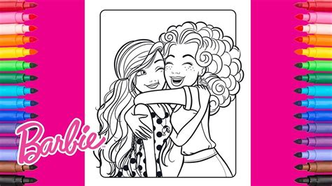 If the 'download' 'print' buttons don't work, reload this page by f5 or. Colouring Barbie and Friend hug Coloring Page | Barbie ...