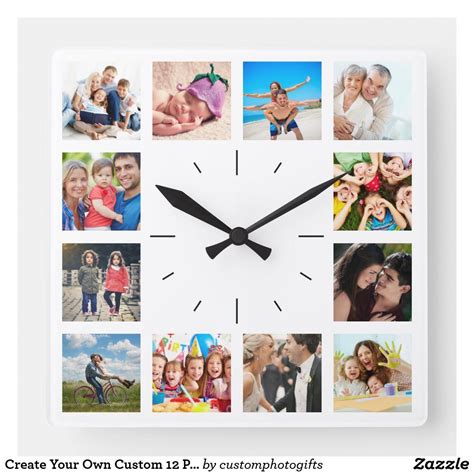 Create Your Own Custom 12 Photo Collage Memories Square Wall Clock ...