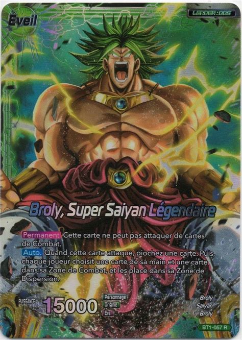 Self promotion is forbidden unless you have permission from the modteam. Collections DRAGON BALL SUPER BROLY SUPER SAIYAN LEGENDAIRE BT1-057 R FRANCAIS NEUF Cartes de ...
