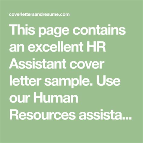 An hr assistant cover letter is useful for potential recruits who want to apply in an organization which has a job vacancy for an hr assistant. This page contains an excellent HR Assistant cover letter ...