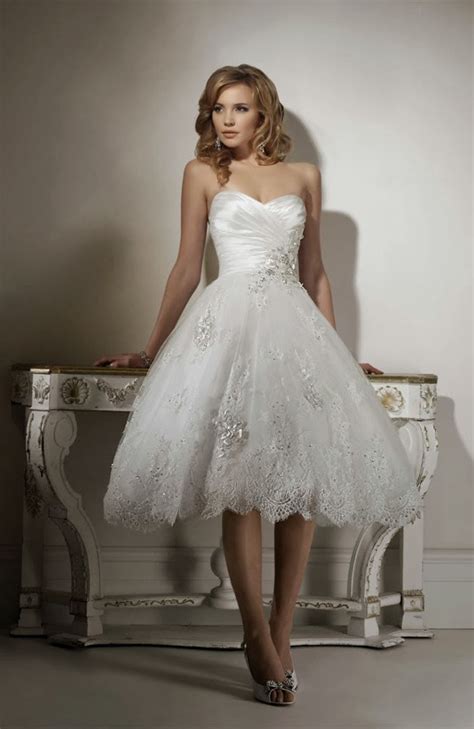 White, short satin wedding gown xs 34 with lacing wedding dress, prom dress. Strapless Wedding Dresses | DressedUpGirl.com