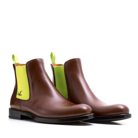 Chelsea boots voor heren zijn trendy! Serfan Chelsea Boot Herren Braun Gelb