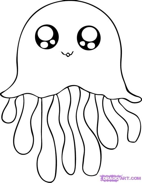 Home/water world coloring pages/jellyfish coloring page. Cute Jellyfish Coloring Pages | Easy animal drawings ...