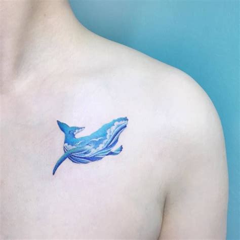 Days or months after getting inked; Blue Ink Whale Tattoo by tattooist IDA | 바다 문신, 잉크 문신, 물 문신