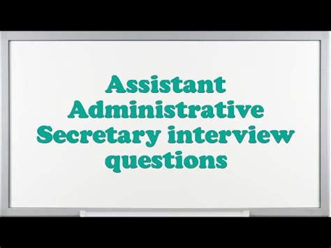 Administration support and administrative assistance are core to the efficient operation of a department or company. Assistant Administrative Secretary interview questions ...