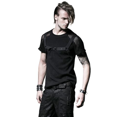 Save 7% with coupon (some sizes/colors) Gothic Punk Hollow Out Mesh Net See Through T Shirt Men ...