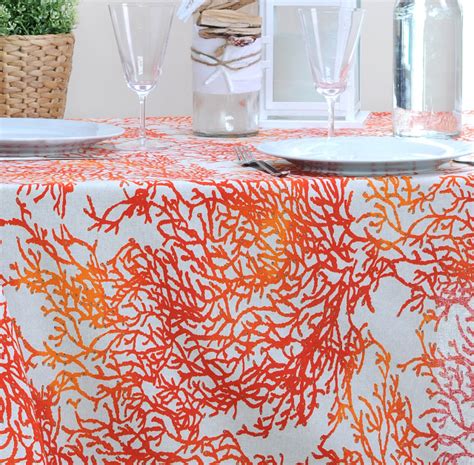 Table corals come in four different colors, namely red, green, blue, and purple. FRENCH RIVIERA CORAL Ocean Coral Reefs Tablecloth - French ...