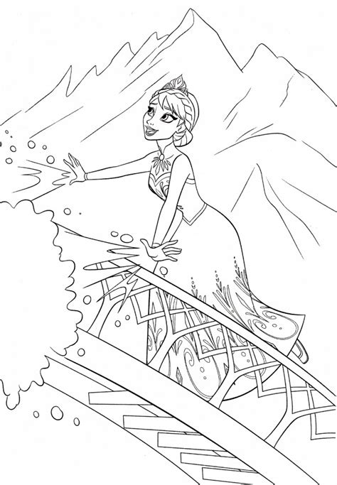 Elsa est celle qui a eu les pouvoirs de créer la neige et la glace. Coloriage Elsa en ligne dessin gratuit à imprimer