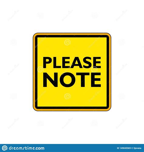 Please Note Road Sign On White Background Stock Vector - Illustration of please, rubber: 149045569