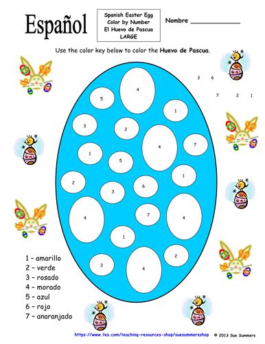 For adults, it's more complicated to search for chocolates, sweets and lollipops in the garden ! Spanish Easter Egg Color by Number - Huevo de Pascua ...