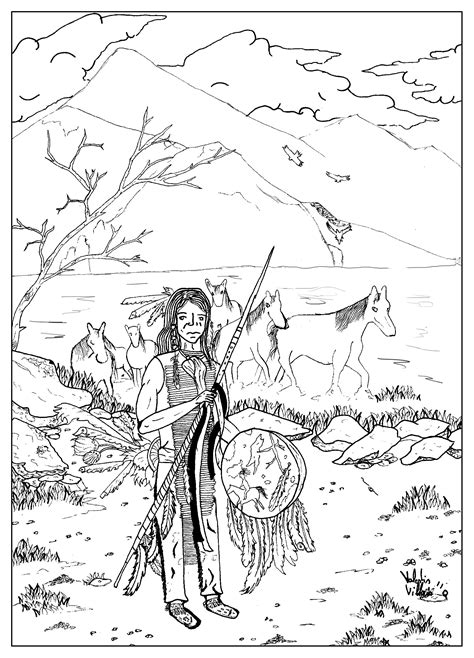 Hence today, we've got them a collection of native american coloring pages. Draw native american - Native American Adult Coloring Pages